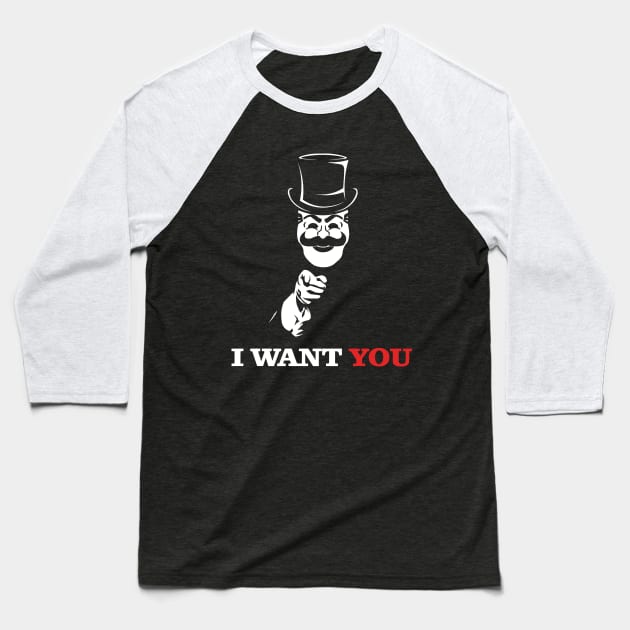 Uncle FSociety I Want You Mr Robot Baseball T-Shirt by KrateMilk